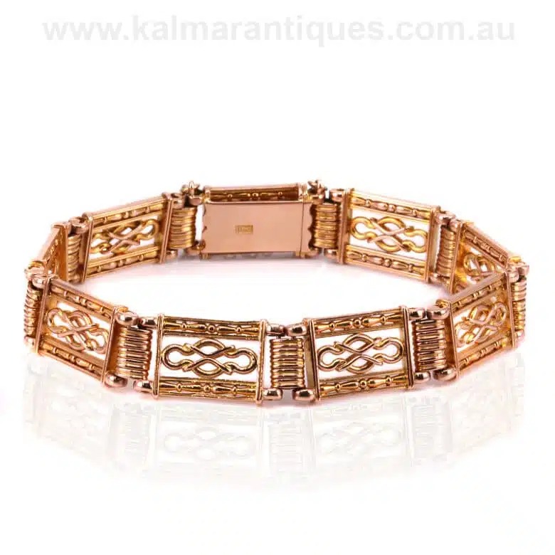 15ct rose gold gate bracelet from the Edwardian era