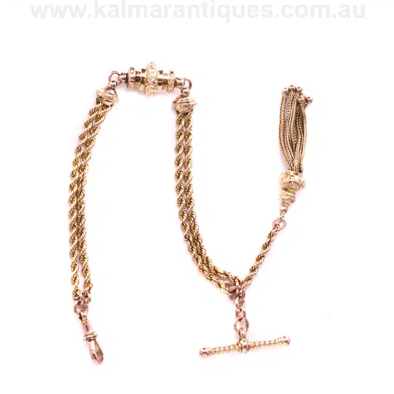 Ladies Victorian era antique rose gold Albertina from the 1880's