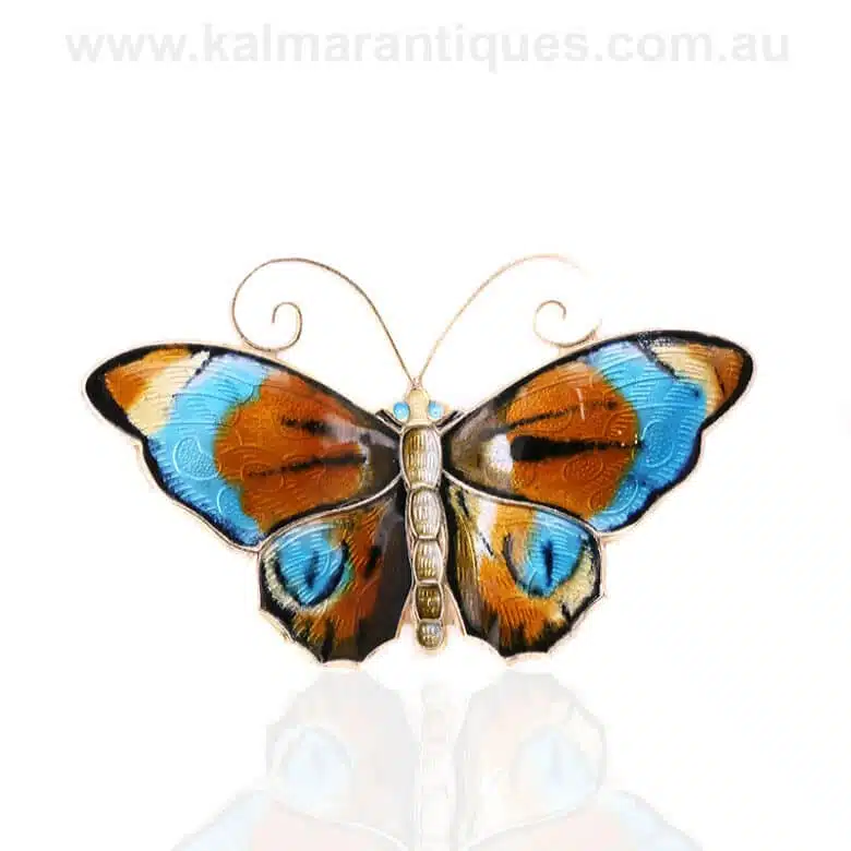 Very large vintage enamel butterfly by David Andersen