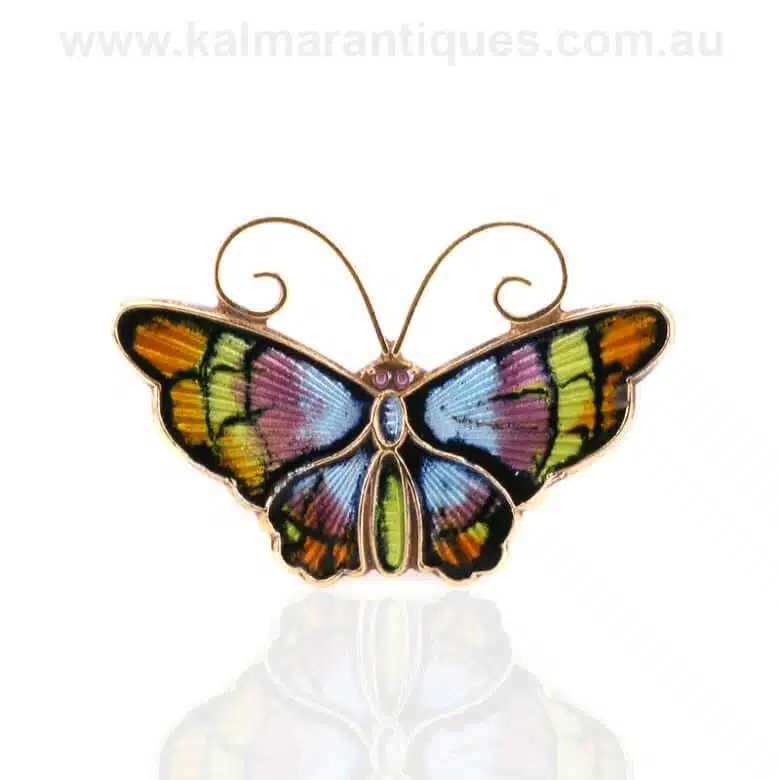 Small colourful butterfly brooch by David Andersen