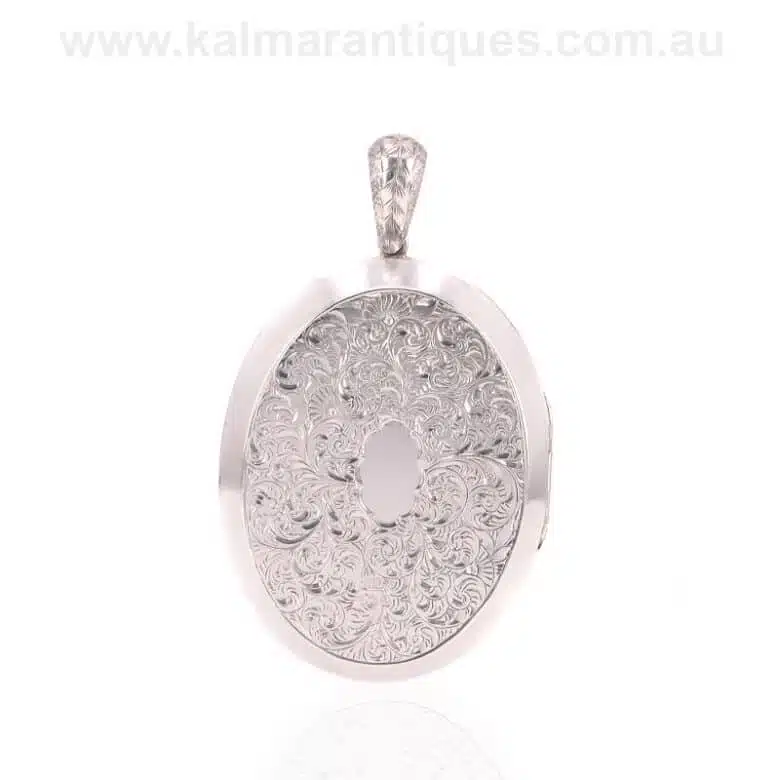 Sterling silver antique hand engraved locket made in 1879