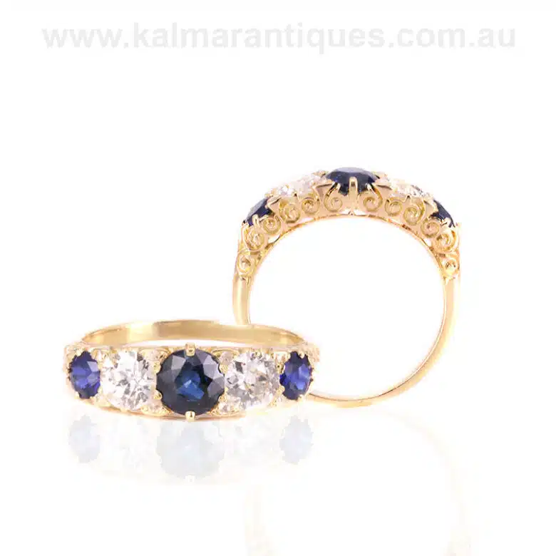 antique sapphire and diamond engagement ring