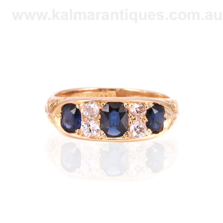 Antique sapphire and diamond engagement ring made in 1905Antique-sapphire-ring-ET402-2