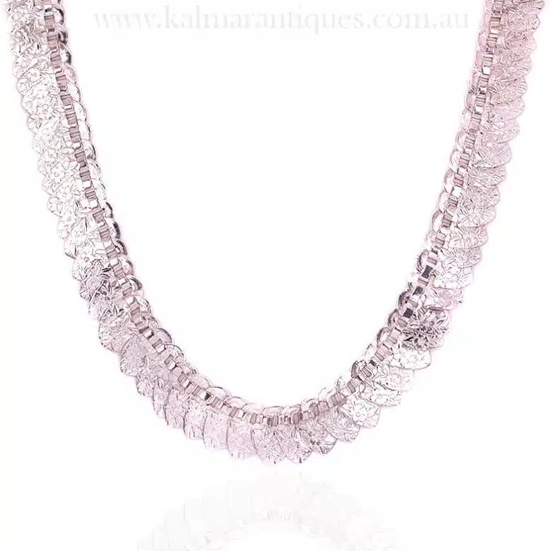 Antique hand engraved sterling silver collar made in the 1890's