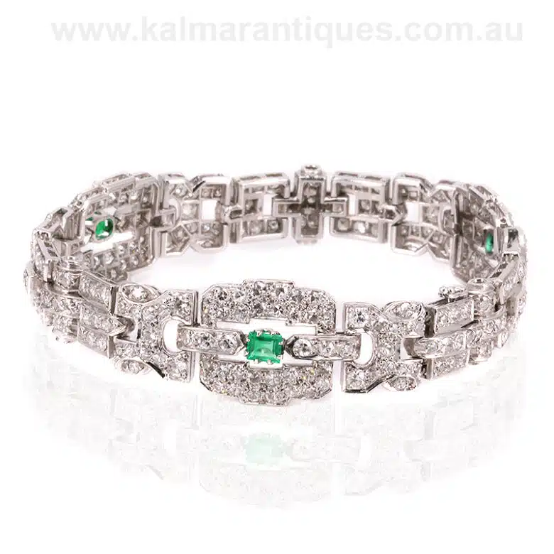 Art Deco emerald and diamond bracelet dating from the 1920's