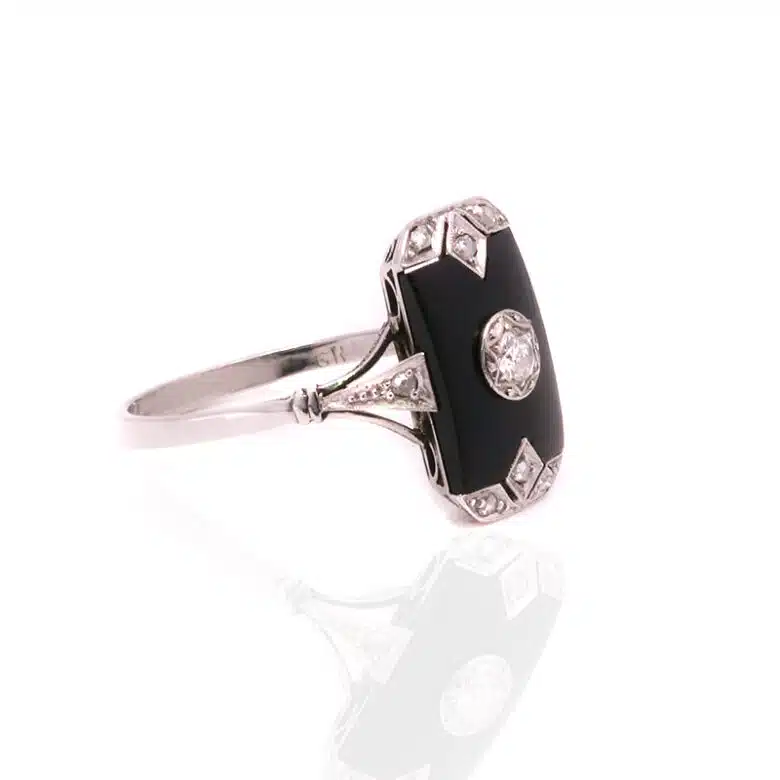 Art Deco onyx and diamond ring