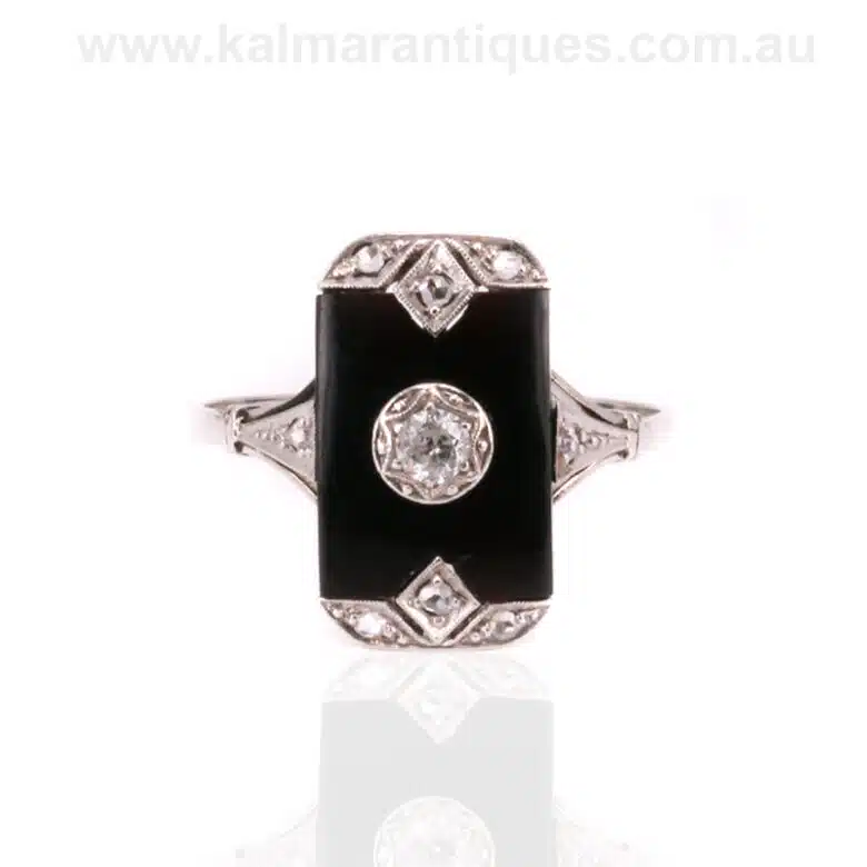 Art Deco onyx and diamond ring dating from the 1920's