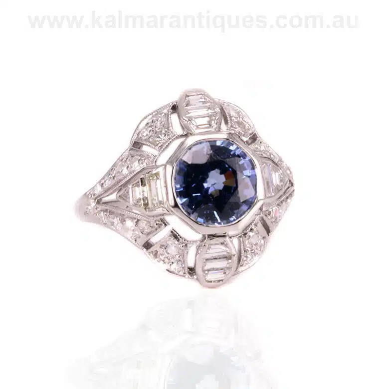 Art Deco sapphire and diamond ring