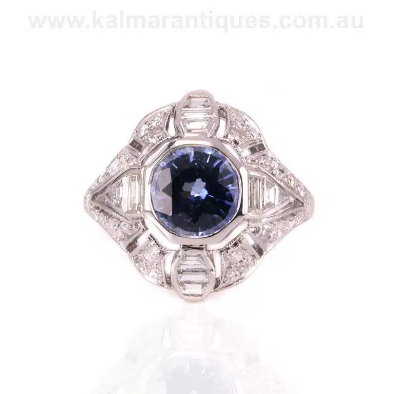 Art Deco sapphire and diamond ring