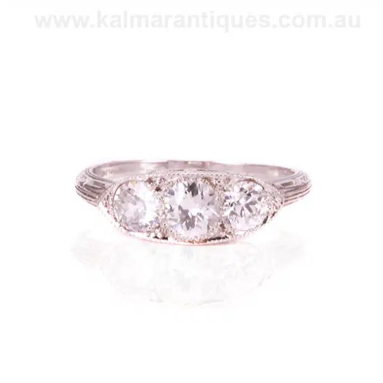 Platinum Art Deco diamond engagement ring from the 1920's