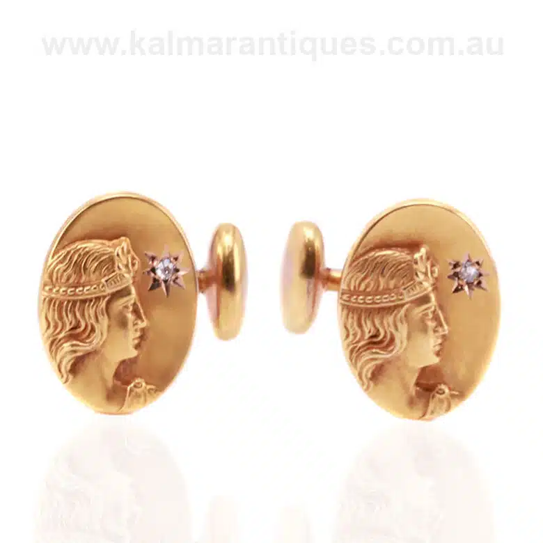 Antique Art Nouveau cufflinks made in 18 carat gold