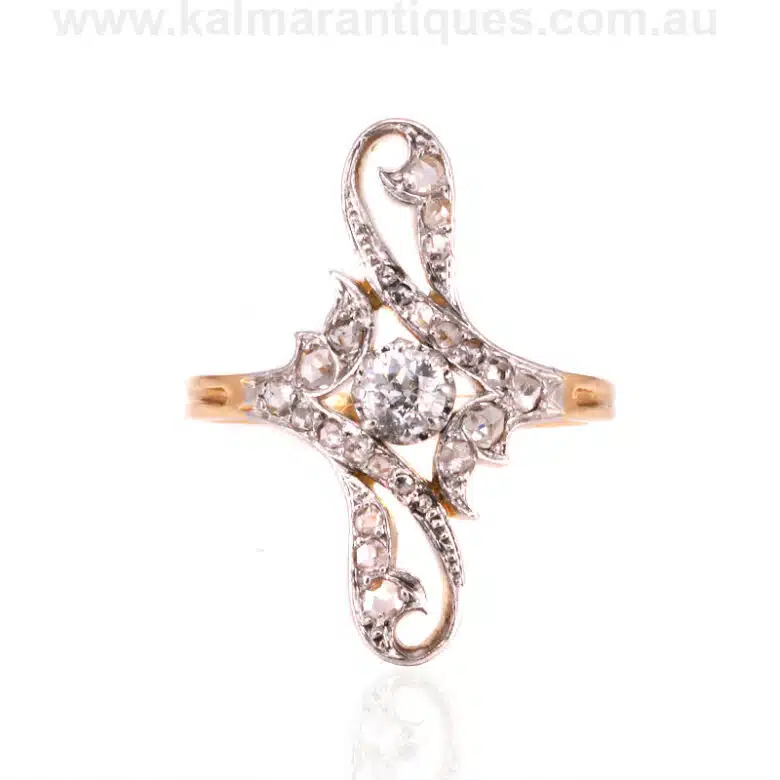 Art Nouveau diamond ring made in the early 1900's