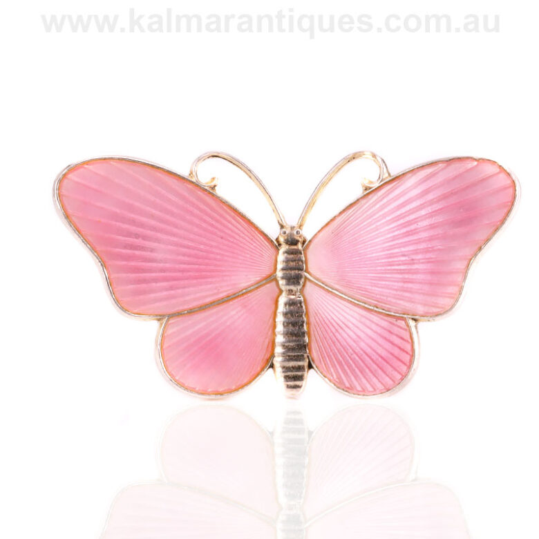 Vintage silver enamel pink butterfly made in the 1930'sButterfly-ES8724-2