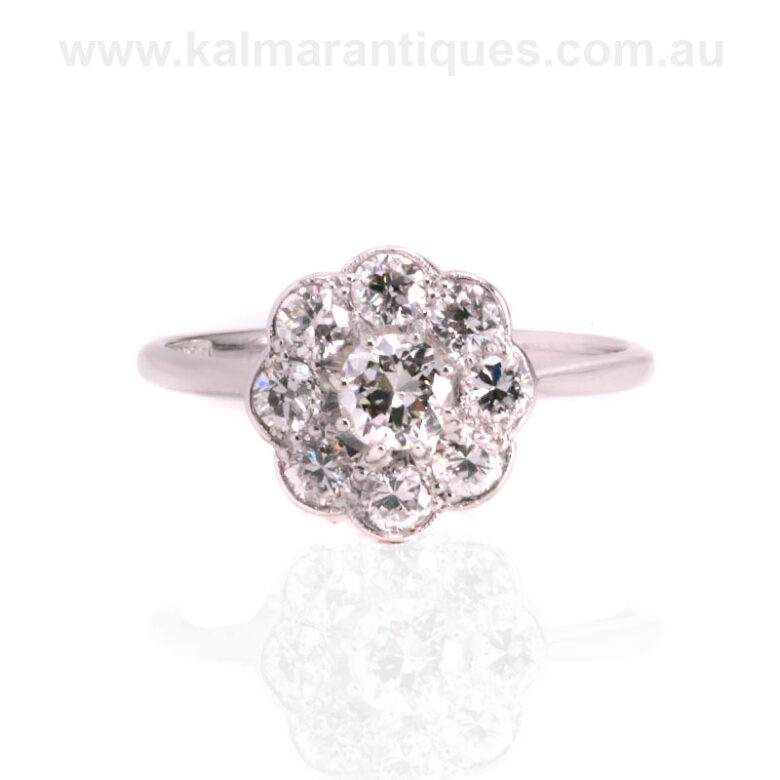 Vintage hand made 1930's Art Deco diamond cluster ringDiamond-cluster-ring-ES8767-2