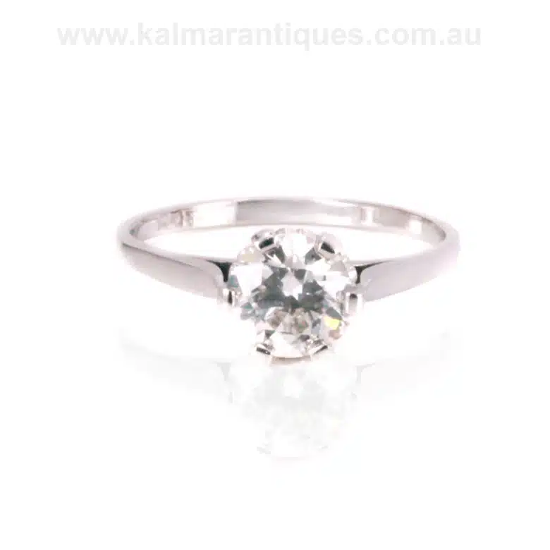 Art Deco diamond engagement ring made in platinum in the 1930's