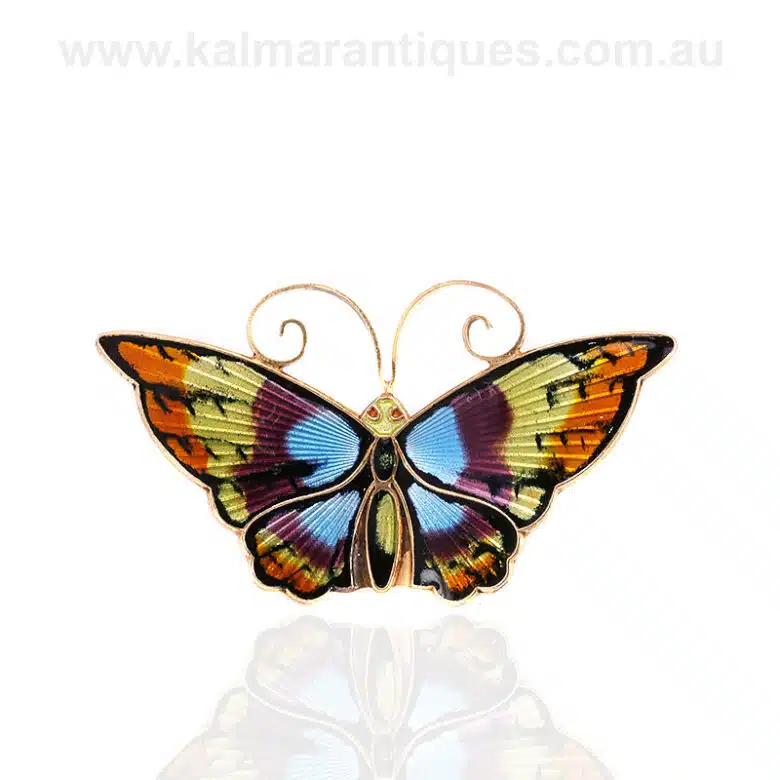 Vintage enamel butterfly brooch by David Andersen