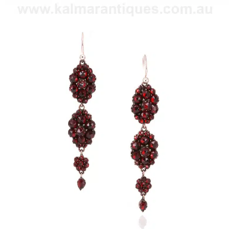 Garnet-Antique Bohemian garnet drop earrings made in the 1880'searrings-ES9572-1