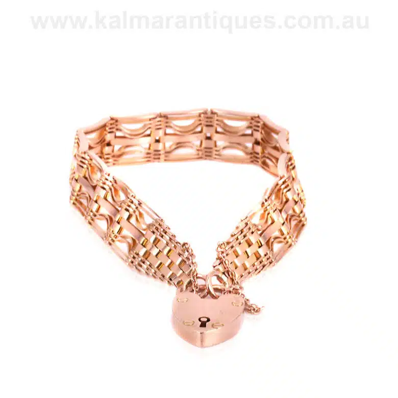 Antique rose gold gate bracelet from the 1920's