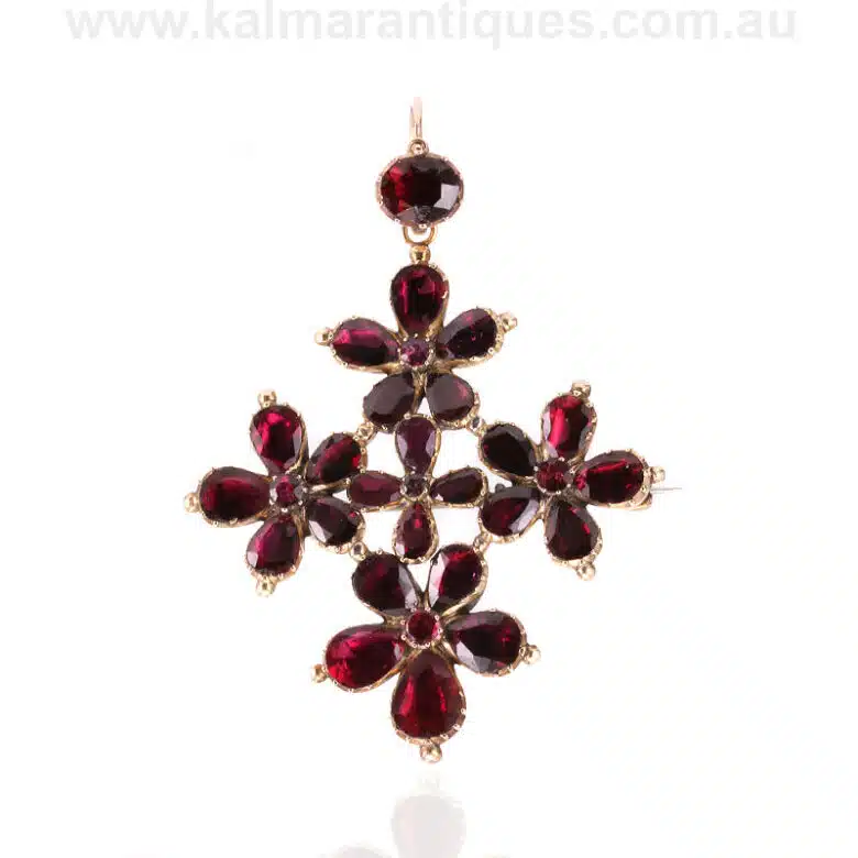 Antique Georgian garnet pendant that can be worn as a brooch