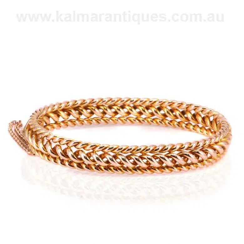 Rare antique illusion bangle made in 15 carat gold