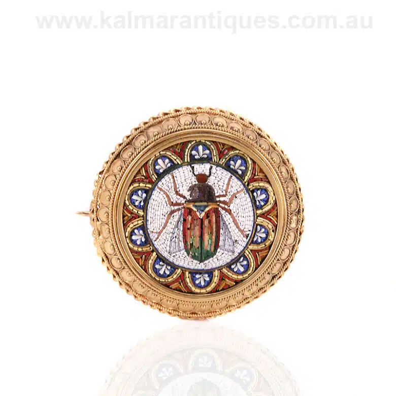 Antique micromosaic brooch