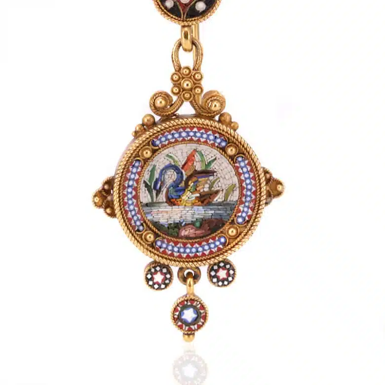 Museum quality antique micromosaic earrings from the 1860's