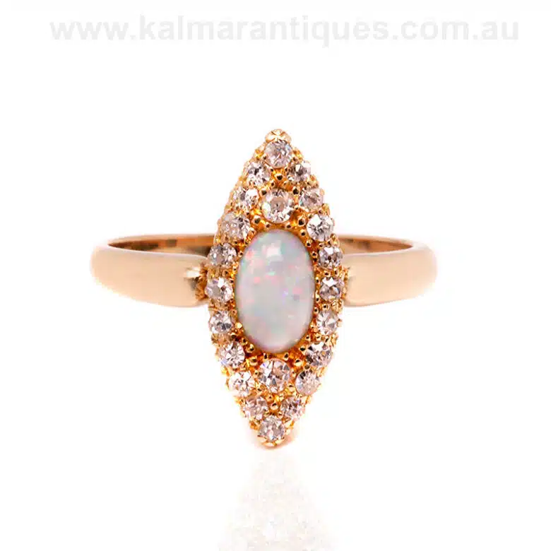 Antique opal and diamond ring made in 1903