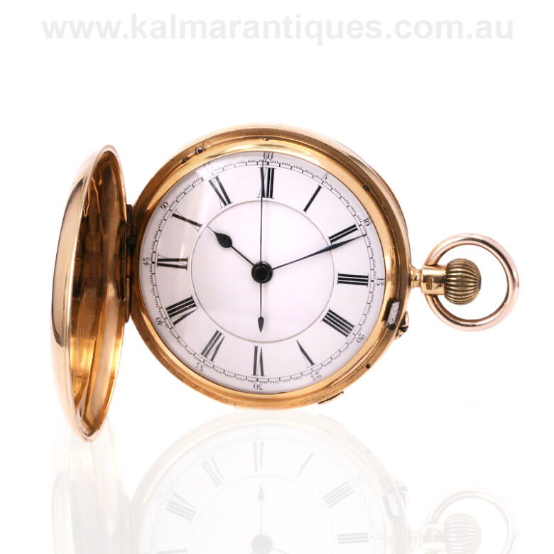Antique 18ct gold centre seconds chronograph pocket watch made in 1903Pocket-watch-W895-2