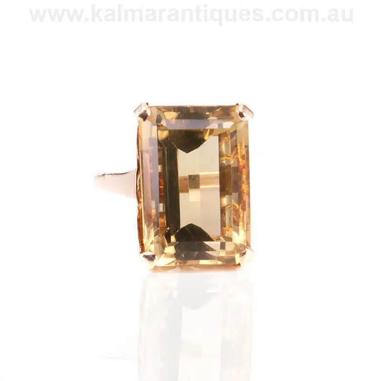 Vintage large citrine ring hand made in London in 1973
