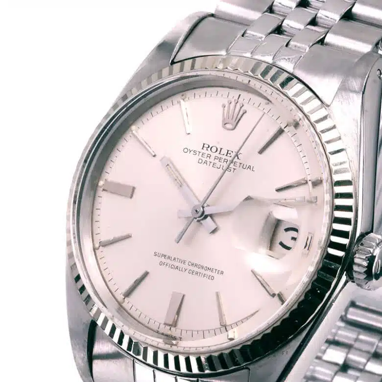 Vintage stainless steel Rolex 1601 with the wedge index dial
