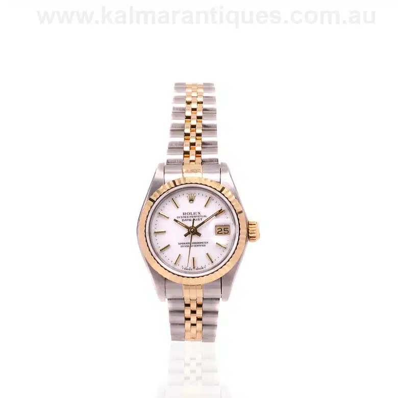 White dial ladies 18 carat and steel Rolex Datejust 69173