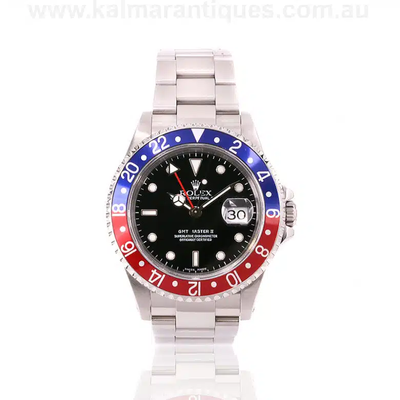 Stainless steel Rolex GMT Master II 16710 Pepsi bezel