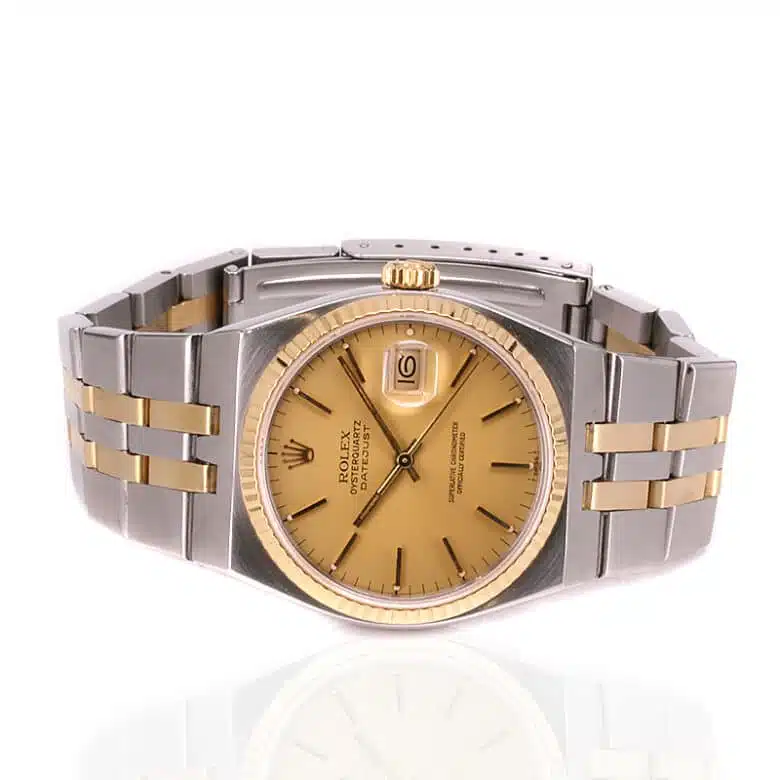 18ct gold and steel Rolex Oysterquartz watch reference 17013