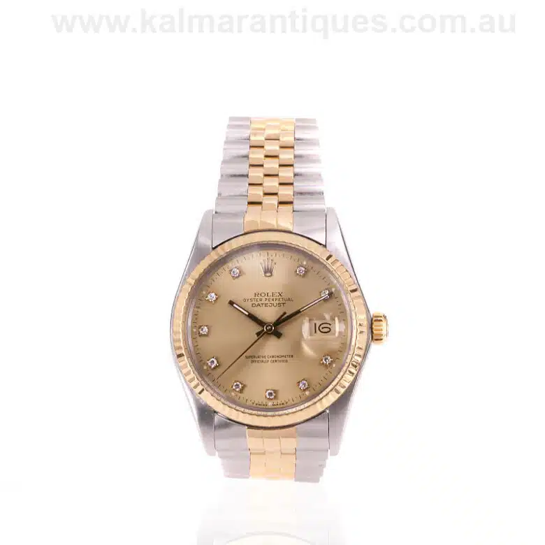 18 carat gold and steel diamond dial Rolex Datejust 16013