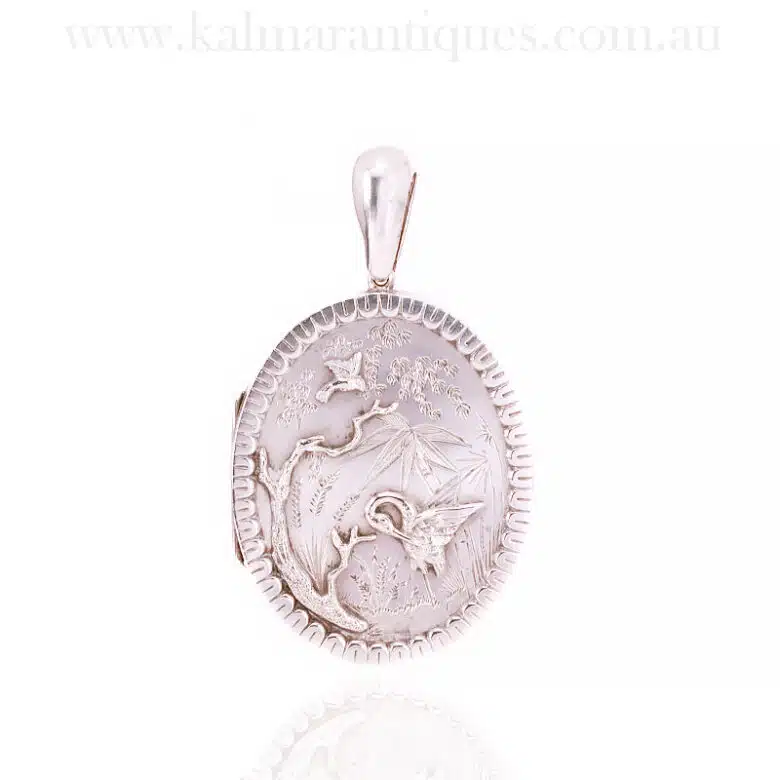 Antique sterling silver Aesthetic movement photo locket