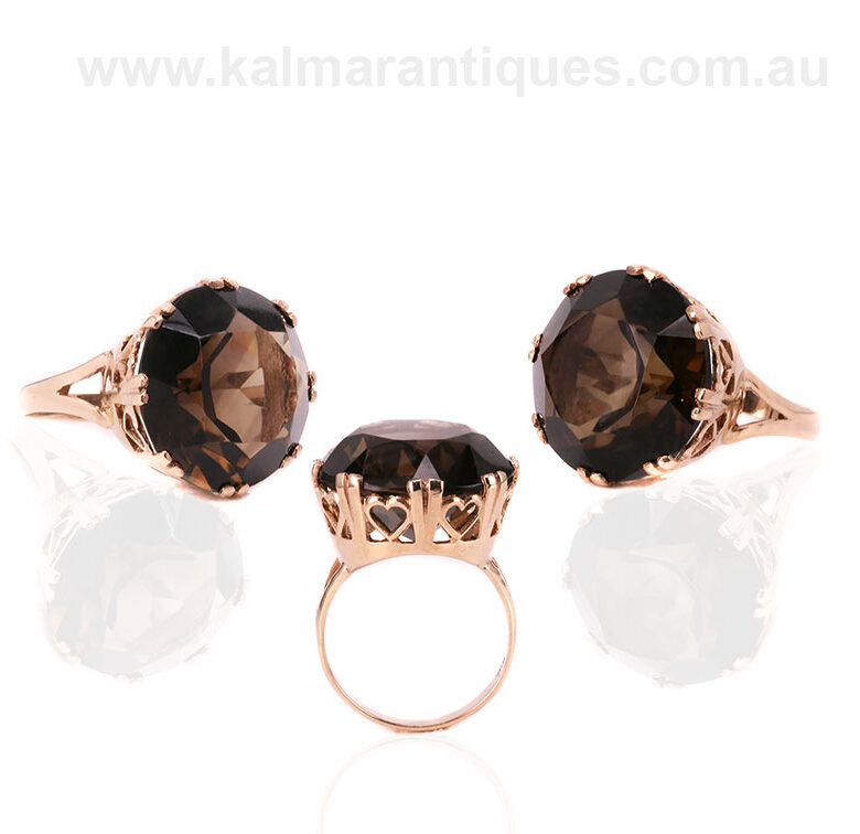 Vintage smoky quartz ring made in the 1970's in a fabulous designSmoky-quartz-ring-ET153-0