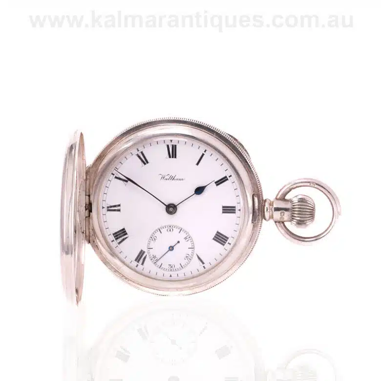 Antique sterling silver Waltham pocket watch made in 1910