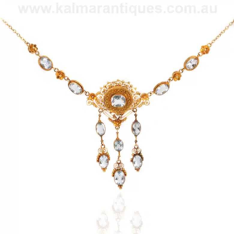 Antique aquamarine necklace made in the 1880's