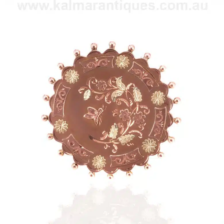 Antique rose and green gold brooch made in 1889