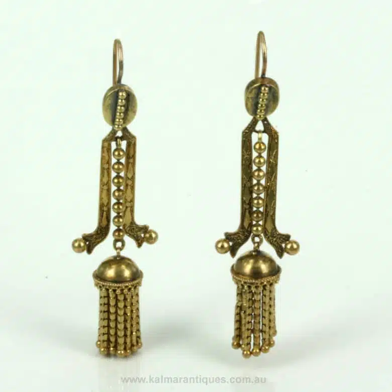 15ct gold Victorian antique tassel earrings