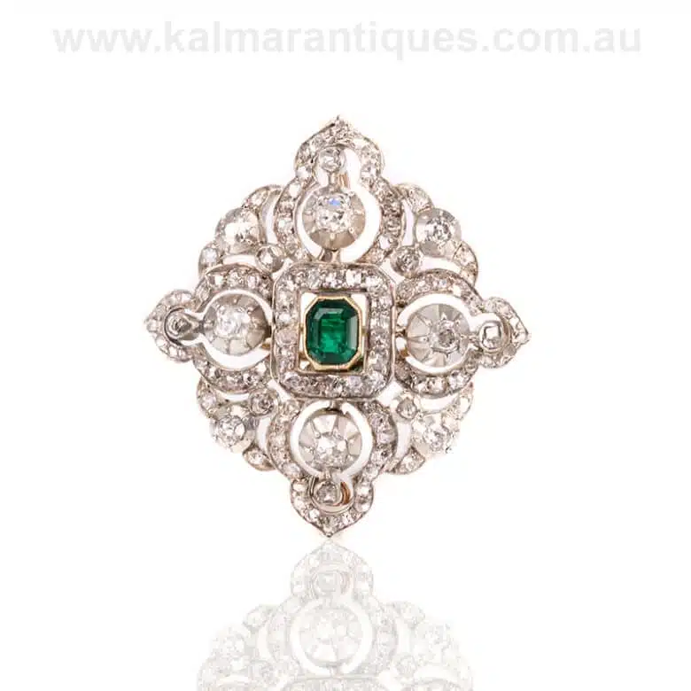 antique-emerald-diamond-brooch-R415-1