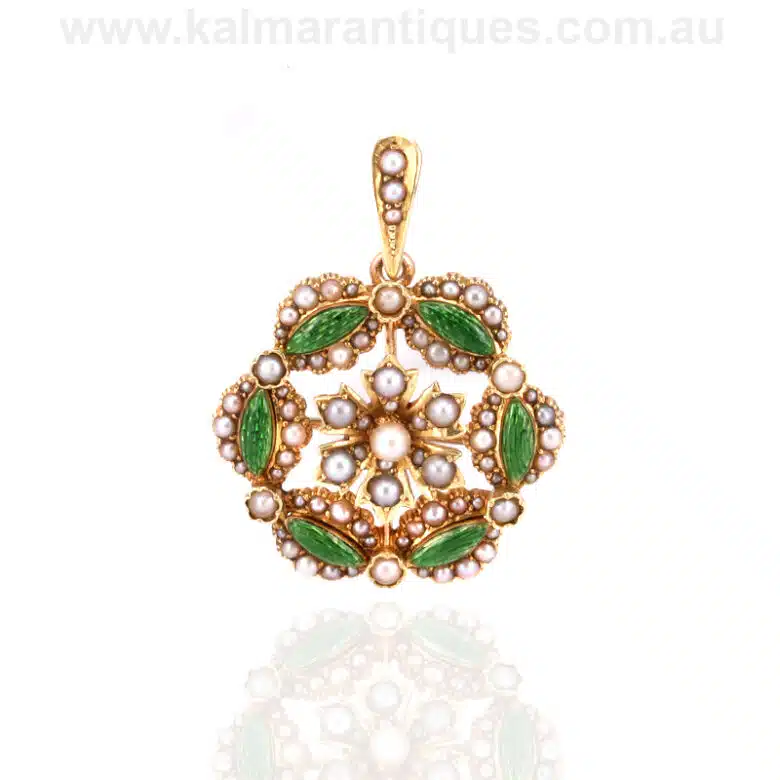 antique-enamel-brooch-pendant-ES7602-1
