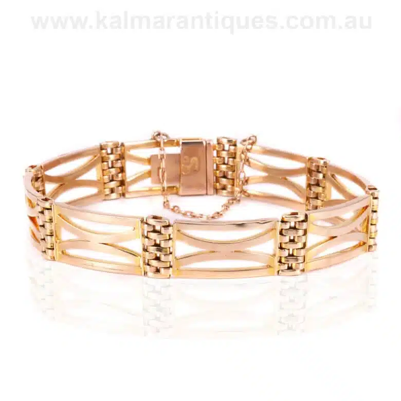 Antique rose gold gate bracelet from the Edwardian era