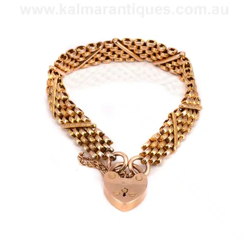 Antique 15ct gold rose gold gate bracelet