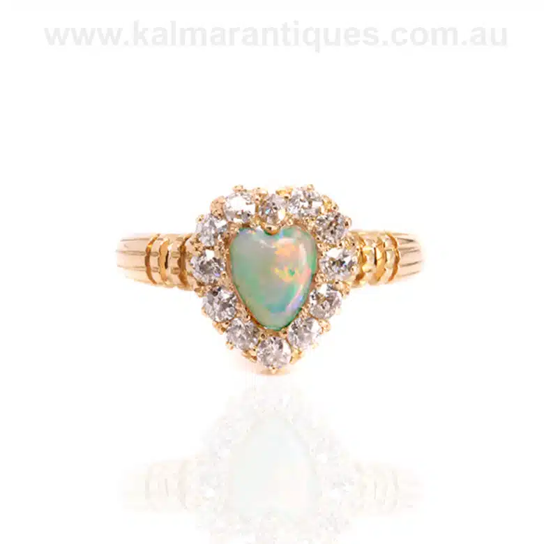 Antique opal and diamond ring