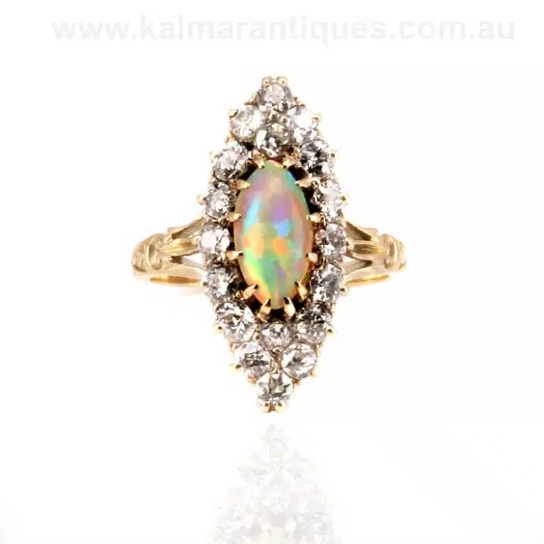 18ct antique opal and diamond ring