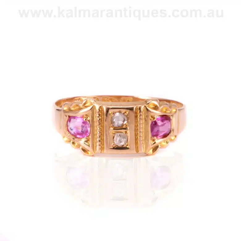 Antique ruby and diamond ring made in Chester in 1895