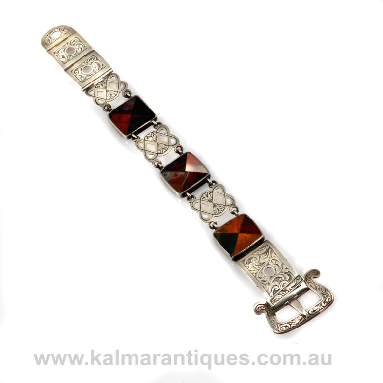 Antique Scottish silver agate braceletantique-scottish-agate-bracelet-es3320-1