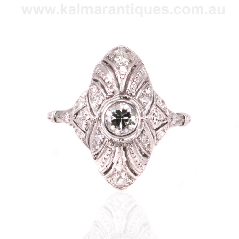 Art Deco diamond ring handmade in platinum  from the 1920'sart-deco-diamond-ring-T924-1