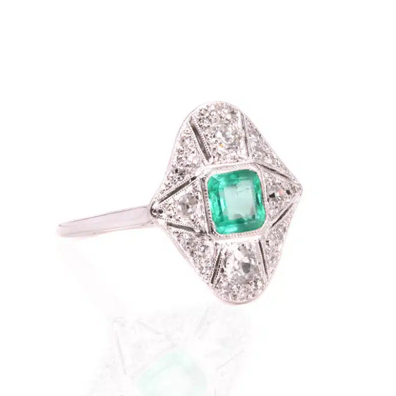 Emerald and diamond ring